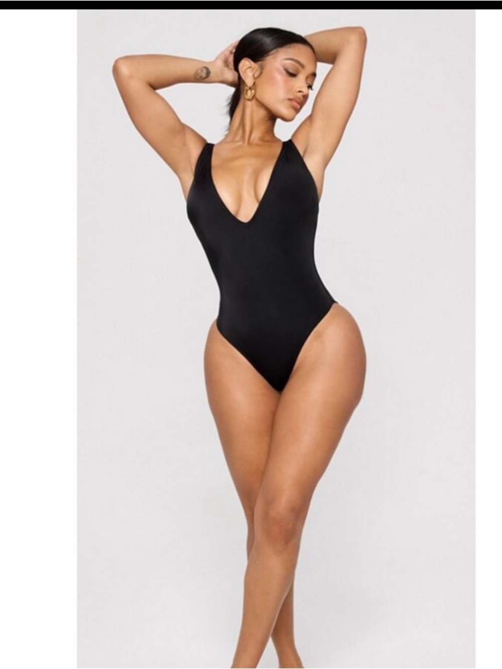 YITTY Black Plunge Neck One-Piece Swimsuit 2X
